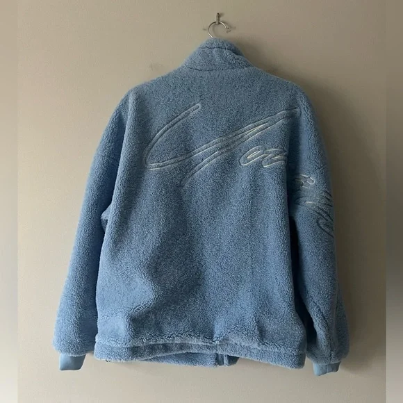 YoungLA Blue Sherpa Fleece Jacket Size M Men’s Cozy Oversized Zip Up
